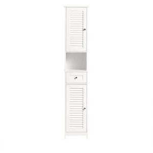 SoBuy Meuble colonne 2 portes effet bois blanc Blanc 32x170x30cm