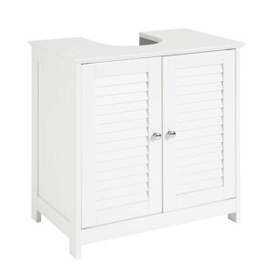 SoBuy Meuble sous lavabo 2 portes effet bois blanc Blanc 60x58x35cm