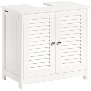 SoBuy Meuble sous lavabo 2 portes effet bois blanc Blanc 60x58x35cm