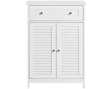 SoBuy Meuble bas 1 tiroir 2 portes effet bois blanc Blanc 60x87x35cm