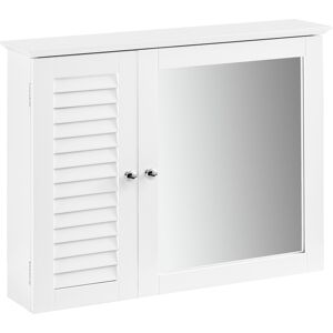 SoBuy Meuble haut avec miroir effet bois blanc Blanc 65x49x15cm