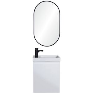 Mob In Meuble lave-mains blanc + miroir ovale Blanc 41x53x21cm