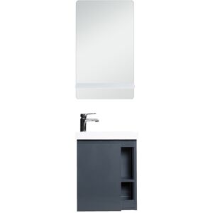 Mob In Meuble lave-mains Gris avec vasque blanche + miroir Gris 41x53x23cm