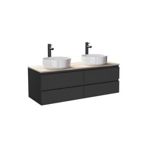 Mob In Meuble double vasque 120cm avec plan bois Noir + vasque Noir 120x43x45cm