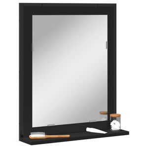 842416 vidaXL Miroir de salle de bain avec étagère noir bois d’ingénierie - Publicité
