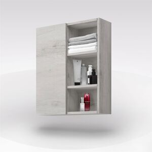 Venetacasa Meuble de salle de bains avec porte et compartiments ouverts 60 cm blanc orme