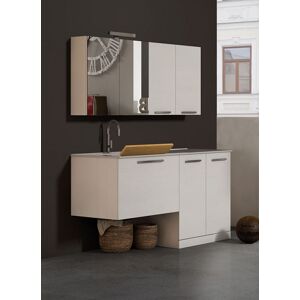 LEGNOBAGNO Meuble de salle de bain avec évier et porte lave-linge 140X62 cm - Grigio Fumo O