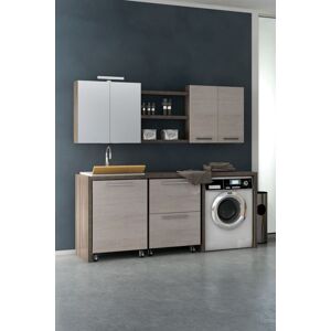 LEGNOBAGNO Meuble de salle de bain avec support lave-linge 200 cm - Rovere Nodato - Rovere