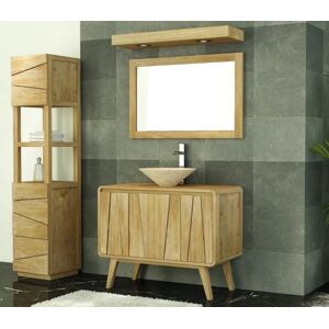 Walk Meuble de salle de bain groovy l100 en teck 2 portes