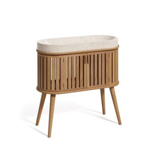 Kave Home Rokia - Meuble de salle de bain 2 portes en bois avec vasque en terrazzo 90x80cm - Couleur - Bois clair