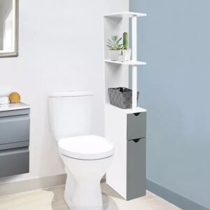 ProBache Meuble de toilette blanc et gris avec étagères