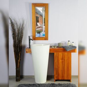 Saniteck Ensemble de salle de bain en teck 120 avec porte, miroir et vasque blanche - Cleopatra - Publicité
