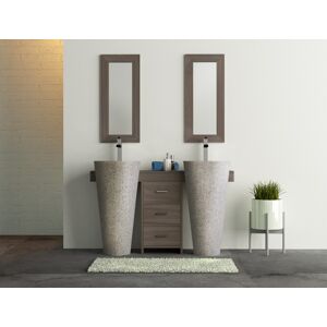 Saniteck Ensemble de salle bain en teck A3 140 avec tiroirs, miroirs et vasques grises - Cleopatra