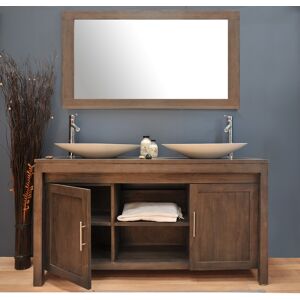 Saniteck Meuble et miroir de salle de bain teck A3 140 - Grey