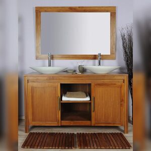 Saniteck Meuble et miroir de salle de bain en teck 140 - Grey naturel - Publicité