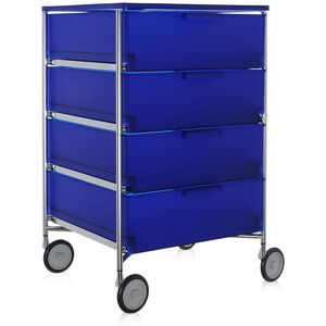 KARTELL meuble avec roues et 4 tiroirs MOBIL (Cobalt - PMMA opaline)