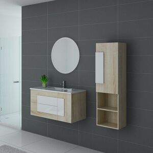 Distribain Meuble salle de bain CASTELLO 1000 Scandinave et Blanc