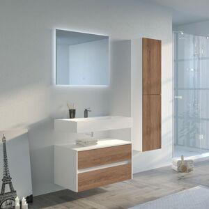 Distribain Meuble salle de bain Visenza 800 Scandinave vintage et Blanc