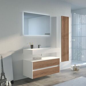 Distribain Meuble salle de bain Visenza 1000 Scandinave vintage et Blanc