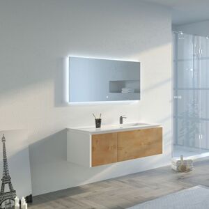 Distribain Meuble salle de bain RIBERA 1200 Bois naturel et Blanc