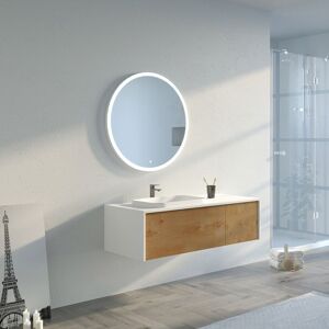 Distribain Meuble salle de bain MAZZEO 1200 Bois naturel et Blanc