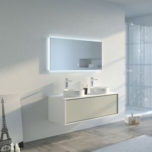 Distribain Meuble salle de bain MARUCA 1200 Beige galet et Blanc - Publicité