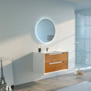 Distribain Meuble salle de bain SCORDIA 900 Bois naturel et Blanc