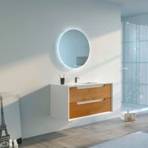 Distribain Meuble salle de bain SCORDIA 1000 Bois naturel et Blanc