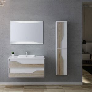 Distribain Meuble salle de bain URBINO 1000 Scandinave et Blanc