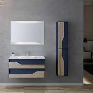 Distribain Meuble salle de bain URBINO 1000 Scandinave et Bleu Saphir