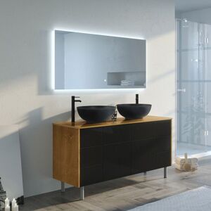 Distribain_S Meubles salle de bain VERZINO 1400 Bois Naturel et Noir mat