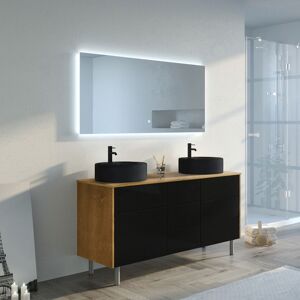 Distribain_S Meubles salle de bain VENEZIA Bois Naturel et Noir mat