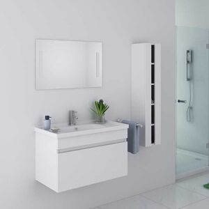 Meuble salle de bain suspendu 2 vasque blanc Milazzo - Salledebain Online