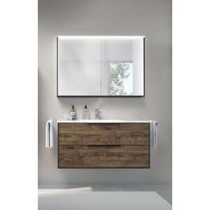 Bloc de meuble de salle de bain Artiqua serie 774 avec meuble miroir LED 774B2210MSMS3 100cm, avec lavabo et meuble sous vasque, poignee H3 noir mat noir mat