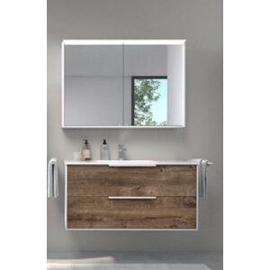 Bloc de meuble de salle de bain Artiqua serie 774 avec meuble miroir LED 774B2281MSMS3 80cm, avec lavabo et meuble sous vasque, poignee H3 noir mat noir mat