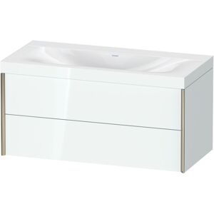 XViu Duravit vasque XV4616NB185C 100x48cm, 2 tiroirs, sans trou pour robinet, champagne mat, Cadres C, blanc haute brillance - Publicité