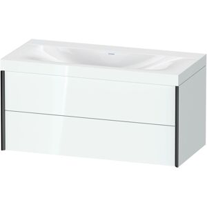 XViu Duravit vasque XV4616NB285C 100x48cm, 2 tiroirs, sans trou pour robinet, noir mat, Cadres C, blanc brillant - Publicité