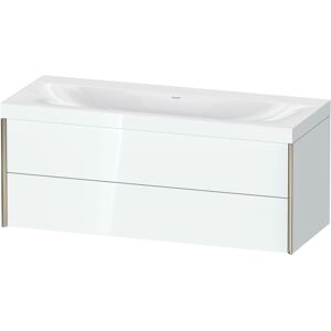 XViu Duravit vasque XV4617NB185C 120x48cm, 2 tiroirs, sans trou pour robinet, champagne mat, Cadres C, blanc haute brillance - Publicité