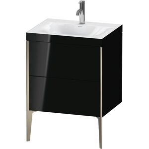 Duravit XViu Table de toilette XV4709OB140C 60x48cm, 2 2000 - out, Match2 trou de coulée, champagne mat, Cadres C, noir brillant