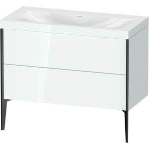 XViu Duravit vasque XV4711NB285C 100x48cm, 2 coulissants, sans trou pour robinetterie, noir mat, Cadres C, blanc brillant - Publicité