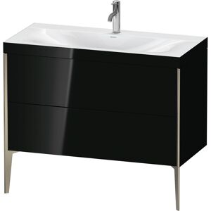 Duravit XViu Table de toilette XV4711OB140C 100x48cm, 2 2000 - out, Match2 trou de coulée, champagne mat, Cadres C, noir brillant