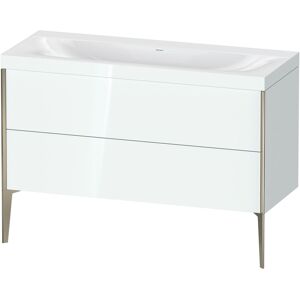 XViu Duravit vasque XV4712NB185C 120x48cm, 2 tiroirs, sans trou pour robinet, champagne mat, Cadres C, blanc haute brillance - Publicité