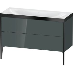 XViu Duravit vasque XV4712NB238P 120x48cm, 2 tiroirs, sans trou pour robinet, noir mat, Cadres P, gris dolomiti brillant - Publicité