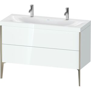 XViu Duravit vasque XV4713OB185C 120x48cm, 2 coulissants, sans trou pour robinet, champagne mat, Cadres C, blanc brillant - Publicité