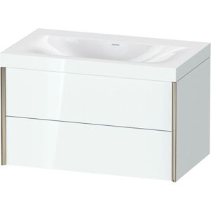 XViu Duravit vasque XV4615NB185C 80x48cm, 2 tiroirs, sans trou pour robinet, champagne mat, Cadres C, blanc haute brillance - Publicité