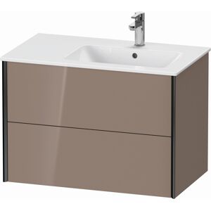 XViu Duravit vasque XV41590B286 81x48x56cm, 2 tiroirs, vasque a droite, noir mat, cappucino brillant