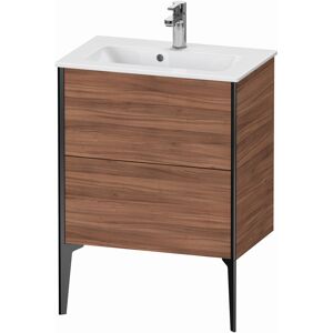 XViu Duravit vasque XV44880B279 61 x 59,4 x 39 cm, noyer naturel, 2 coulissants, debout, noir mat