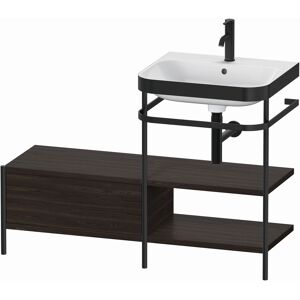 Combinaison lavabo pour meuble Duravit Happy D.2 Plus HP4745O6969 120 x 49 cm, 1 trou pour robinetterie, noyer brossé, avec console en métal - Publicité