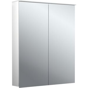 Armoire a miroir eclairee en saillie style Emco pure 2 979706402 600x711mm, LED, avec voile de lumiere, 2 portes, aluminium