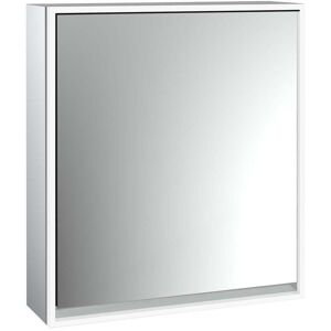 Armoire a miroir eclairee en saillie Emco Loft 979805100 600x733mm, LED tout autour, 1 porte, charniere a gauche, aluminium/miroir